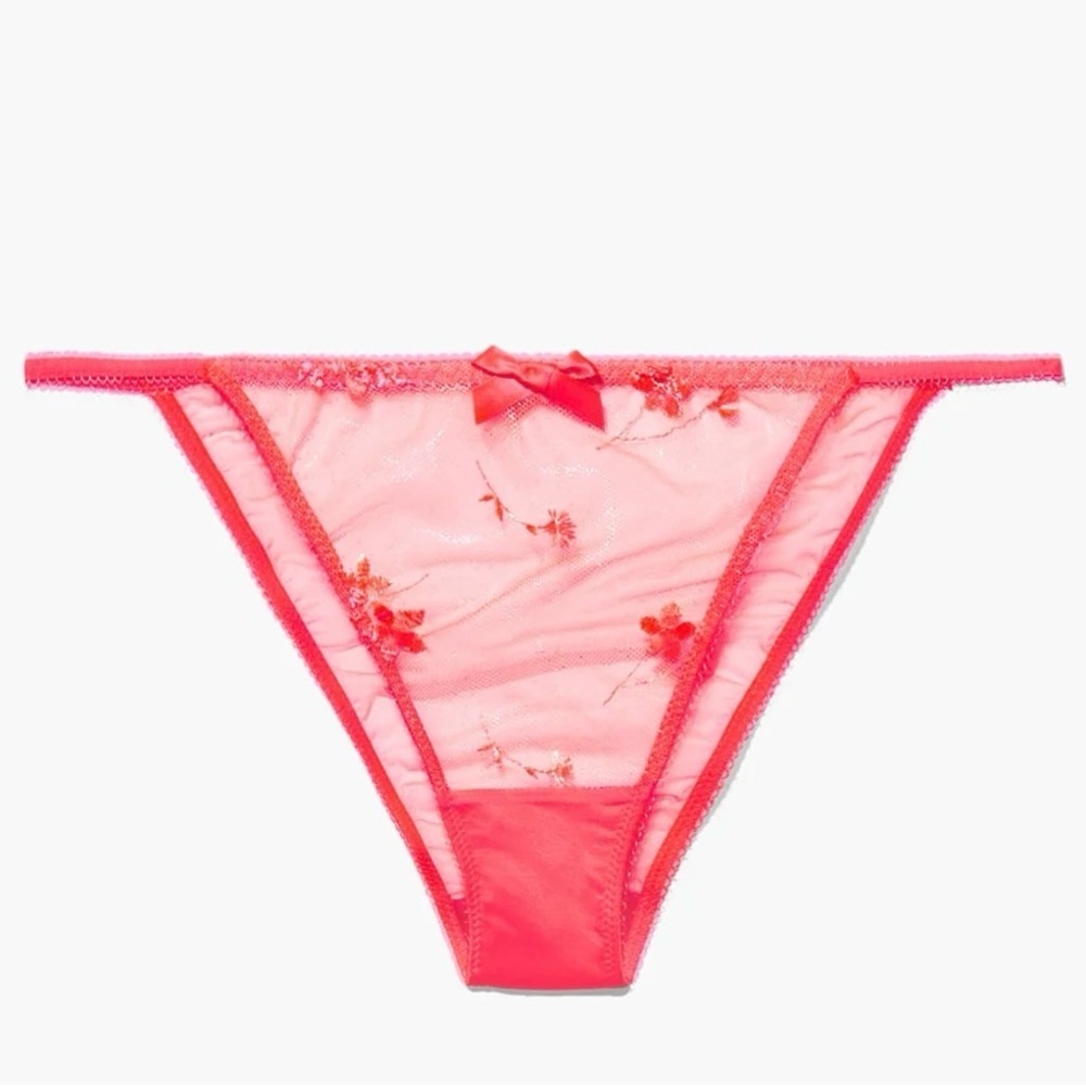 SavagexFenty Foiled Springs Embroidery String Bikini Panty-Neon Pink-Size 3X-NWT